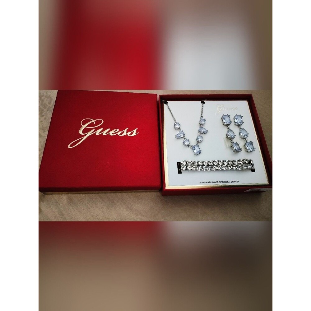Guess 4-Pc. Cubic Zirconia Necklace, Earrings, and Bracelet Gift Set